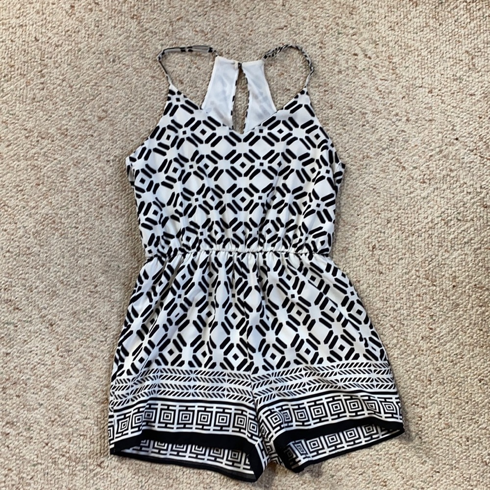 Black and White sleeveless Romper